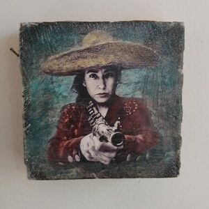 Western Pop Art by Angel Wynn "Adelita Wants You" #6 Encaustic